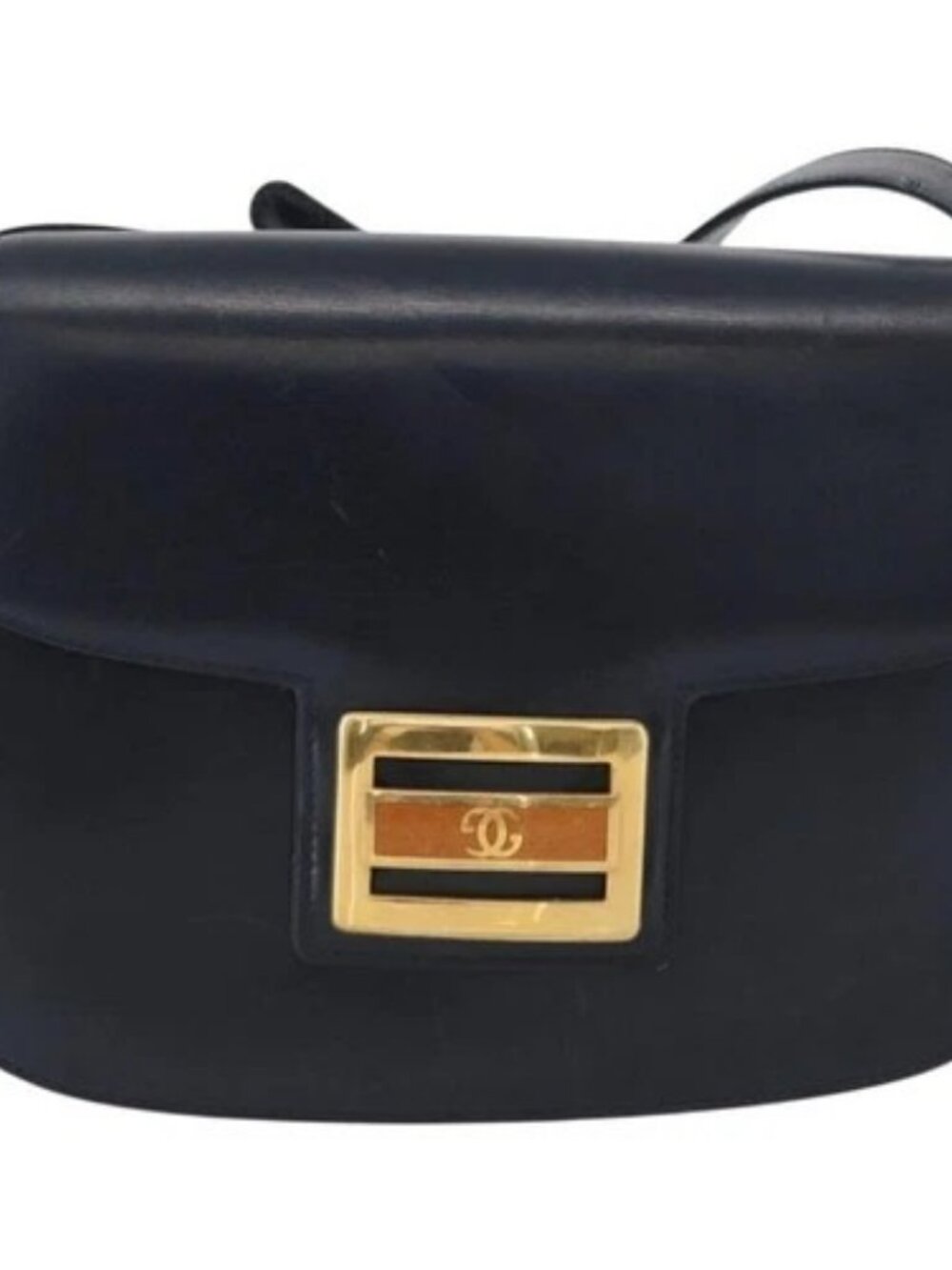 GUCCI Shoulder Bag Leather Navy Gold Auth 169677 - Picture 10 of 15